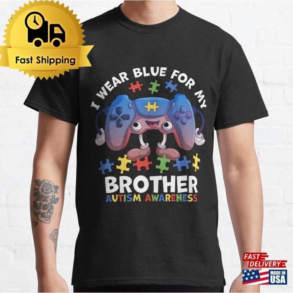 I Wear Blue For My Brother Autism Awareness Boys Classic T-Shirt
